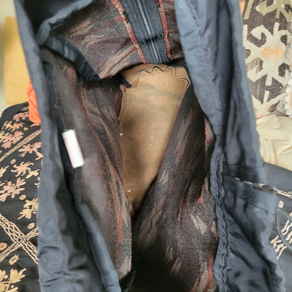 Vintage 90s Jansport Leather Aztec Backpack Burgundy Tan Black Made In USA - Picture 6 of 10